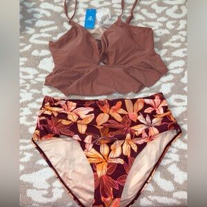 CUPSHE bikini high waisted with tummy control bottoms size large